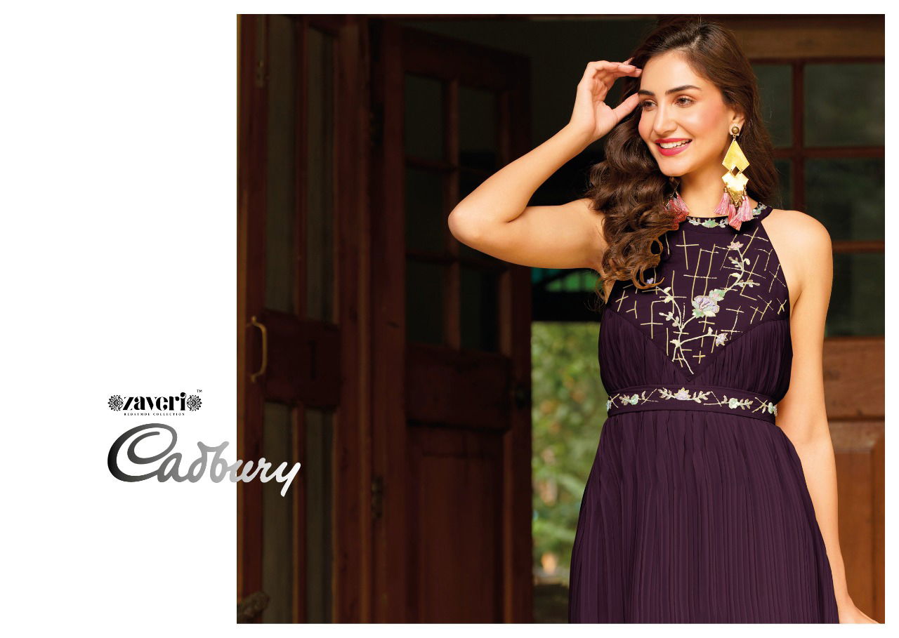 Zaveri Cadbury Stylish Party Wear Wholesale Designer Kurtis